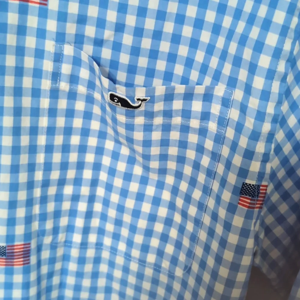 Vineyard Vines USA Flag Blue Check Tucker Shirt. Size Small - Picture 14 of 14
